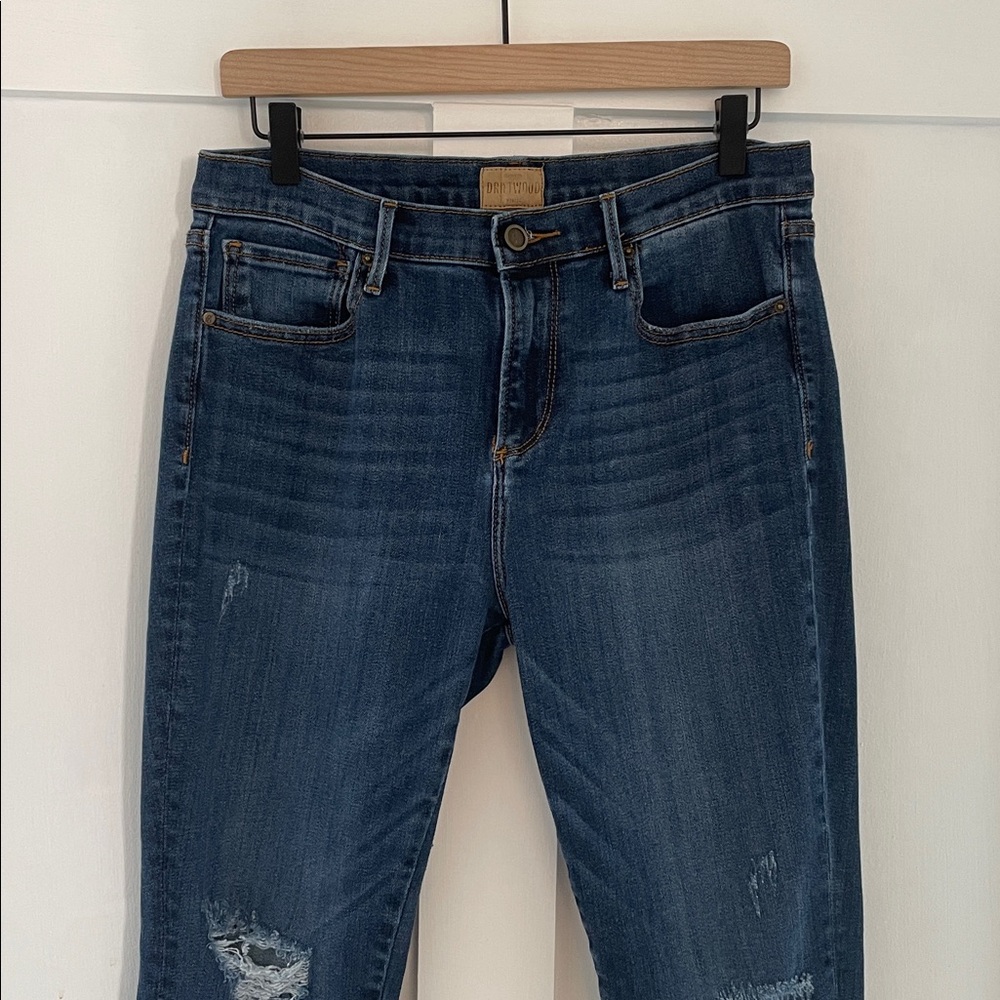 DRIFTWOOD Jackie Rose Floral Embroidered Distressed Mid-Rise Skinny Jean Size 30 - Picture 4 of 12
